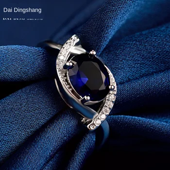 

925 Silver Ring Artificial Diamond Ring Fashion Korean Hand Jewelry Sapphire Ring Sterling Jewelry