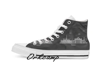 

Vienna Skyline Minimal Line Art Poster Custom Casual High Top lace-up Canvas shoes sneakers Drop shipping