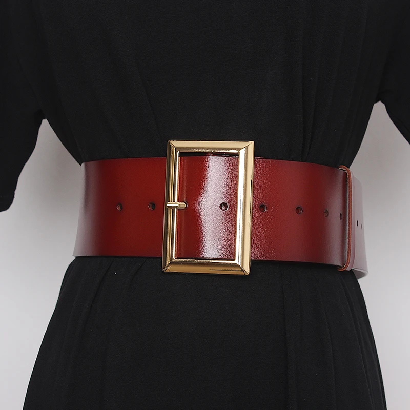 Women Wide Belt Harness Fashion Vintage Waist Big Pin Buckle Belts Jeans Red Black Ladies Dress Leather Corset Belt Waisband