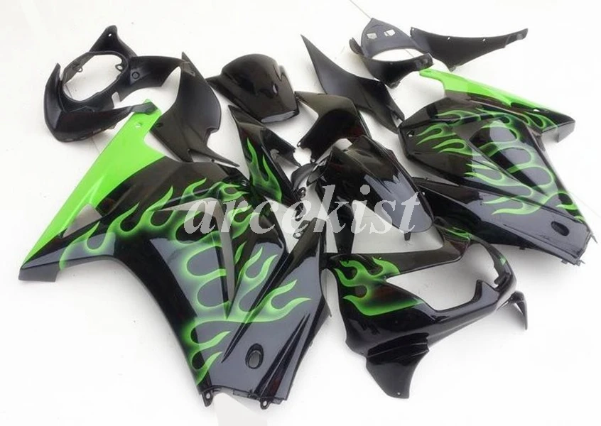 4 подарки ABS Обтекатели комплект подходит для Kawasaki Ninja 250 EX250 ZXR250 2008- 08 09 10 11 12 13 14 Кузов Набор Пламя Зеленый