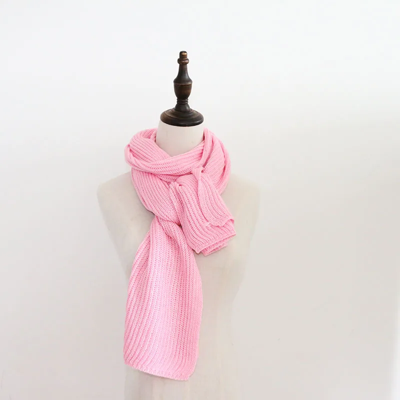 Женский кашемировый шарф OMEA, зимний,, Одноцветный, вязаный, бесконечный шарф, толстый, Настоящая Шерсть, теплый шарф для женщин, розовый, королевский синий - Цвет: pink