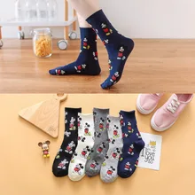 Осенне-зимние новые милые хлопковые носки с Микки Маусом женские носки без пятки в японском стиле с Микки Маусом(SO09