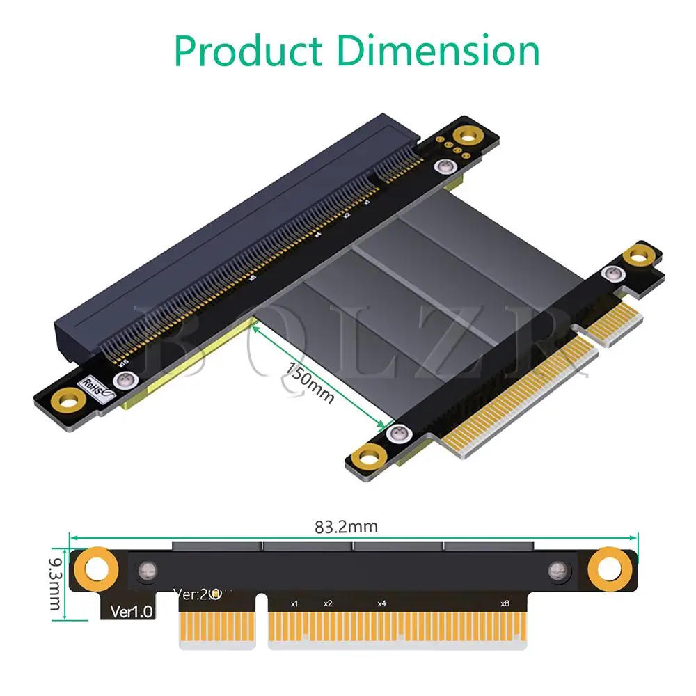 BQLZR PCB-Cable 16X к 8X кабель-удлинитель для PCI-e карты 180 градусов Тип Черный
