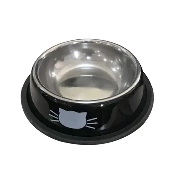 

Thick Non-slip Cat Dog Food Bowl Foods Utensils Single Stainless Steel Pet Bowls