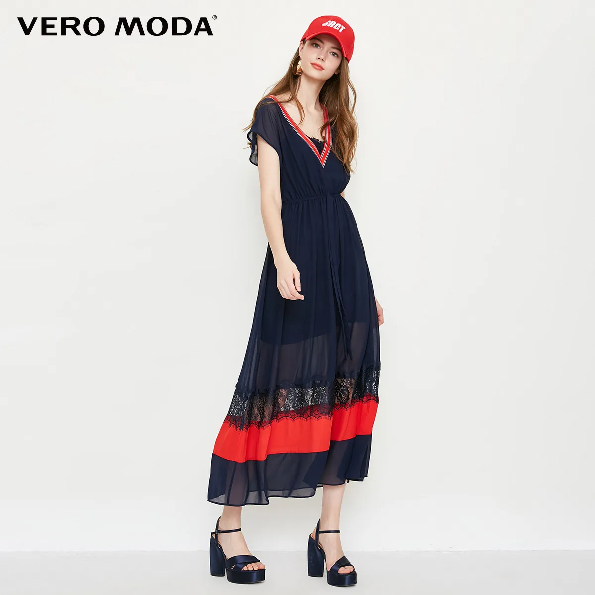 Платье-комбинация из двух частей с кружевом и v-образным вырезом Vero Moda | 31837A506
