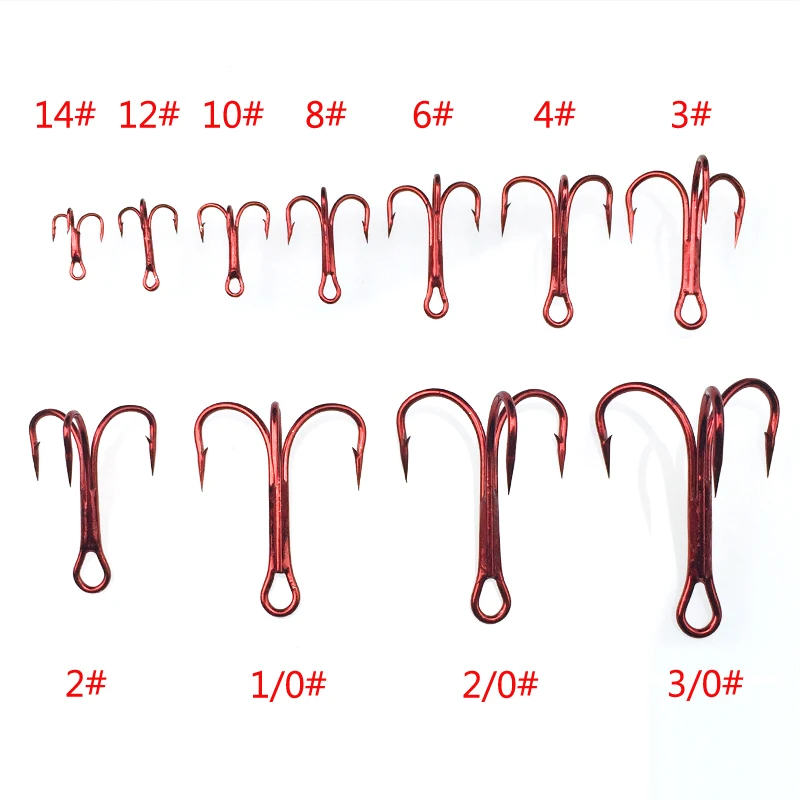  20 PCS High Carbon Steel Red Treble Fishing Hook Red Color Pesca Jig 