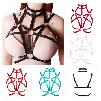 

Body Harness Bra Red Top Cage Breast Belt Plus Size Elastic Frame Triangle Night Clubs Gothic Punk Women Strappy Sexy Lingerie
