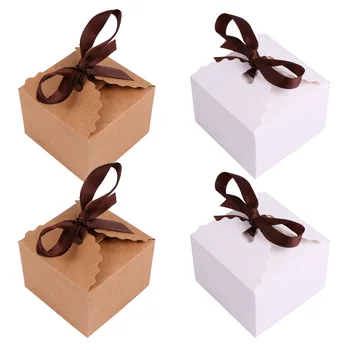 

24pcs Party Gift Box Candy Holder Wavy Kraft Paper Box Baking Containing Case