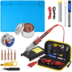 JCD – kit de fer à souder électrique avec écran LCD, température réglable, 220/110V, 80W, Station de travail, tapis de soudage, outils de réparation 