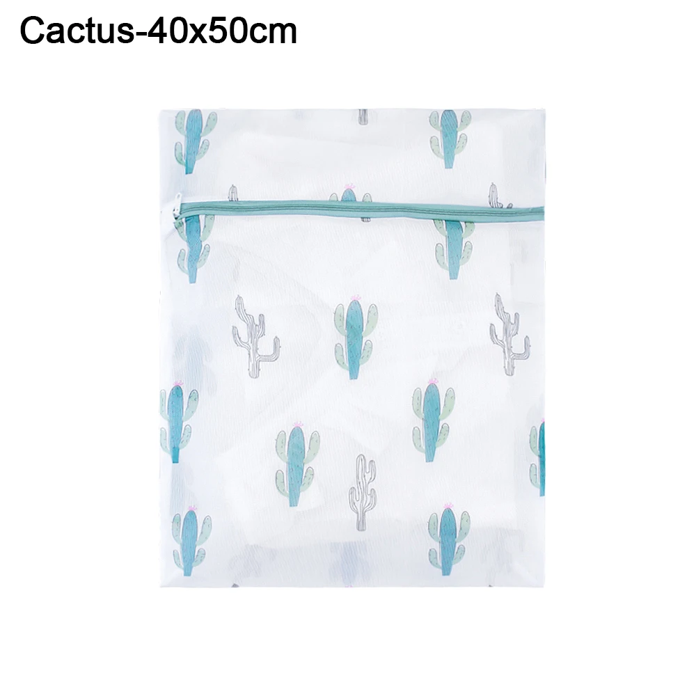Cactus 40x50cm 1 шт. Полиэфирная Сумка для белья на молнии, сумки для хранения бюстгальтеров, сумки для хранения белья с принтом ананаса и кактуса, сумка для стирки в стиральной машине, сумки для ухода за бельем - Цвет: Cactus 40x50cm