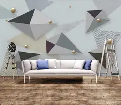 Индивидуальное изготовление, большая настенная живопись Современная 3d абстрактная геометрическая фигура линия ТВ спальня гостиная