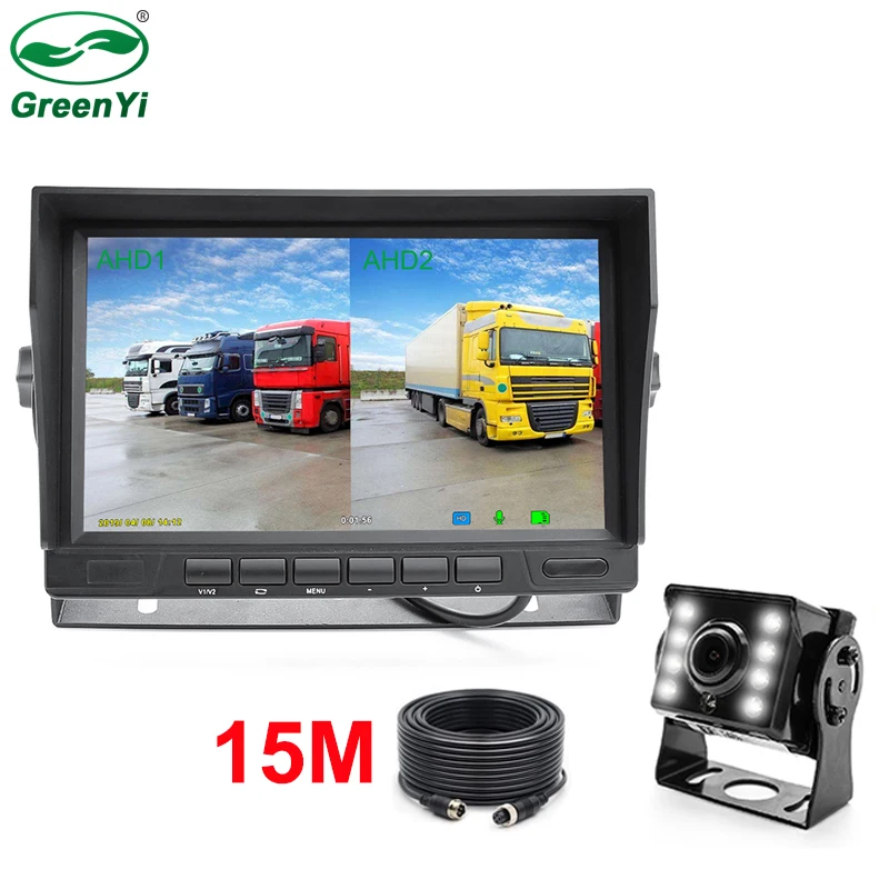 Car DVR 7 Inch IPS Screen HD AHD 1024*600P Recorder AHD Monitor With 2 Channels 8 LED Rear View Reverse Backup AHD Camera - Название цвета: 15M 1PCS camera