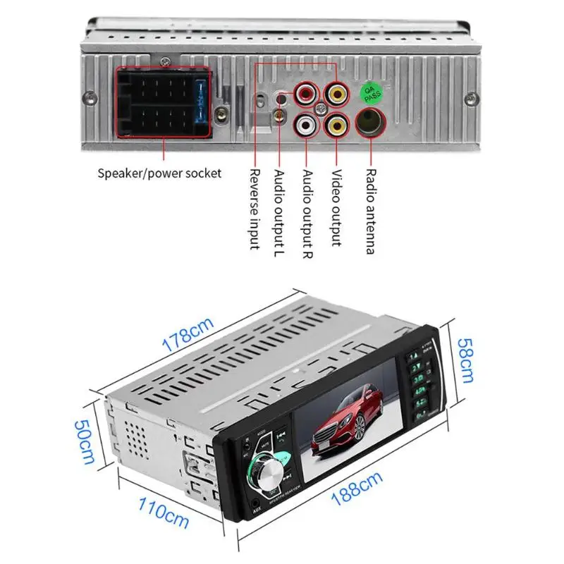 В-dash 4.1in Bluetooth автомобильный аудио MP5 плеер FM радио головное устройство USB/AUX