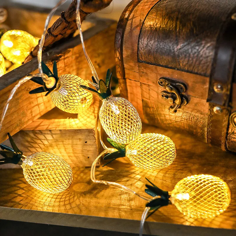 Светодиодный Сказочный гирлянда железная ананас гирлянда домашний декор для рождественской елки год Свадьба Вечеринка сад батарея USB ЕС