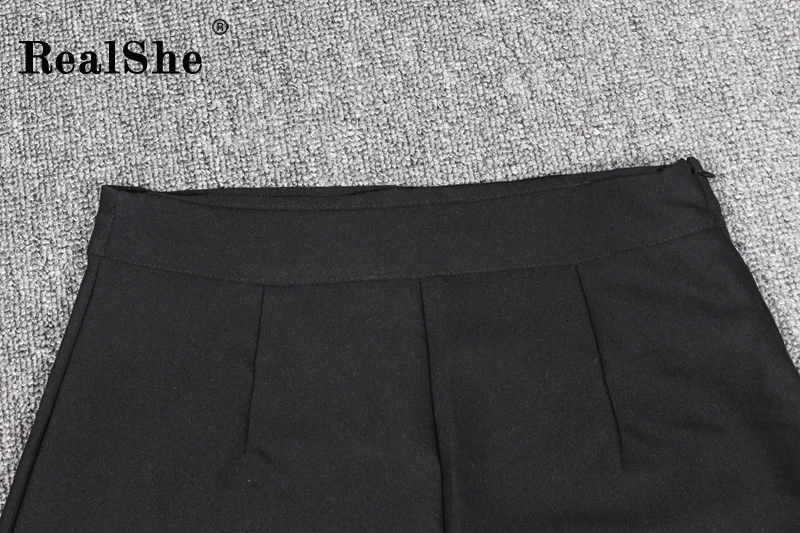 RealShe Jupe Femme Асимметричная черная мини-юбка с буквенным принтом Весенняя Осенняя Женская юбка Повседневная короткая женская юбка