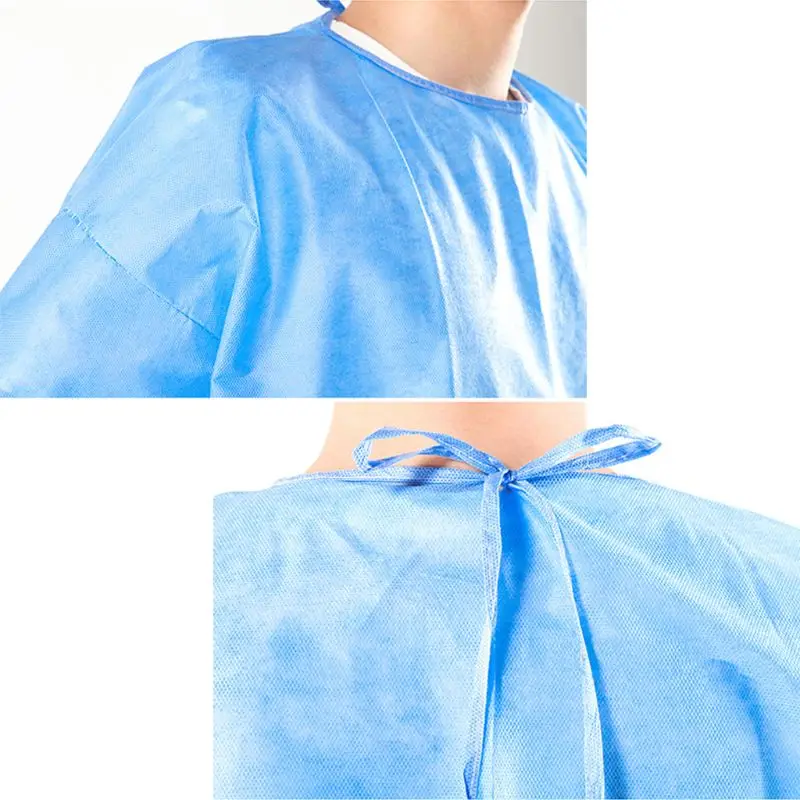 10Pcs Isolation Gown with Elastic Cuff Disposable Non-Woven Splash Resistant one size fits all