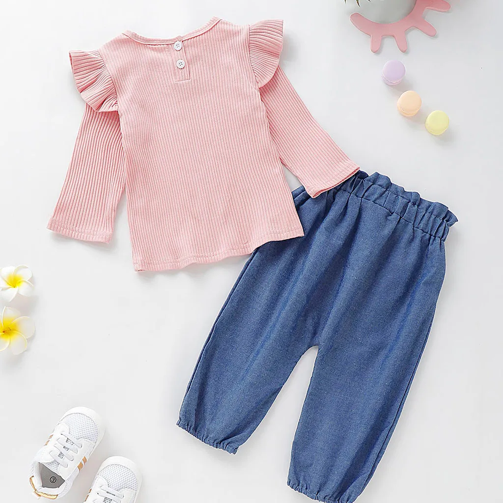 Anbaby Baby Girl Long Sleeves Top with Ruffle Pants Sets Baby Girls Halloween Outfits