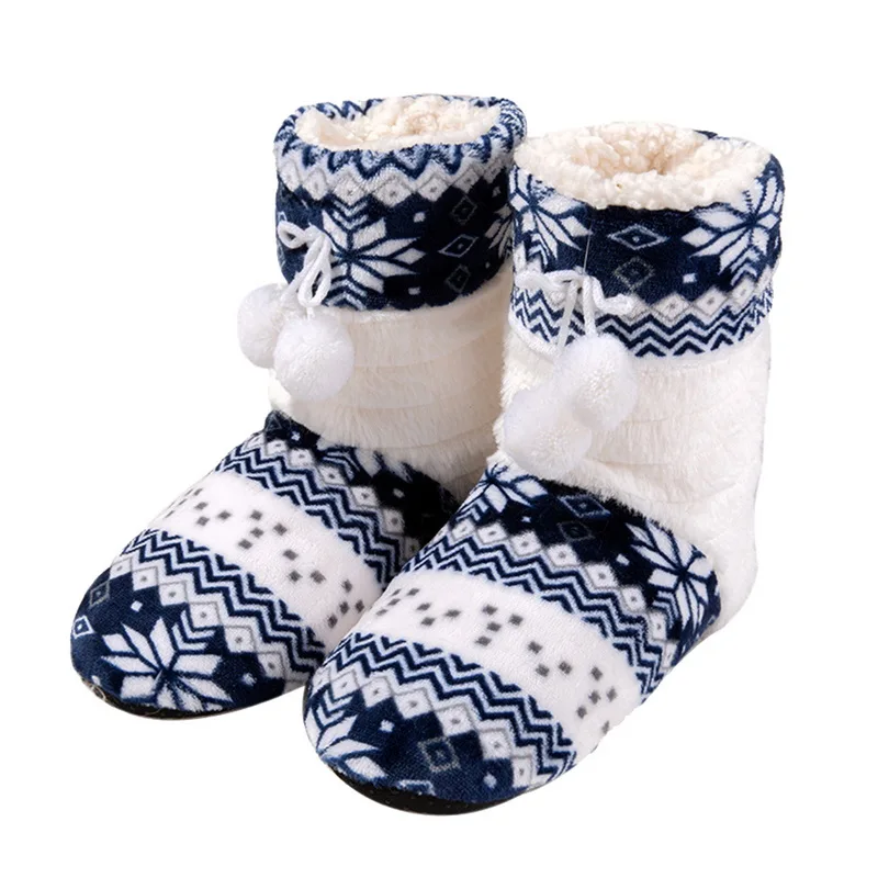 Г., новинка, зимняя обувь женские домашние тапочки Рождественская домашняя обувь для девочек теплые плюшевые Тапочки - Цвет: Navy
