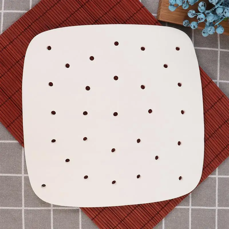 100 Sheets Air Fryer Liners Perforated Baking Paper Parchment Sheet Oven Steamer Pans Non-Stick Steaming Paper 7.5 / 8.5 Inches