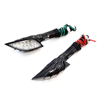 Black Clear Light 2x хром Универсальный Череп Призрак мотоцикл светодиодный указатель поворота светильник для Harley Suzuki Honda Yamaha Kawasaki - Цвет: Black Clear Light