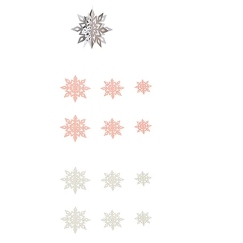 

12PCS Christmas Card Paper Three-Dimensional Snowflake Rope Pendant Shopping Mall Shop Window Hanging