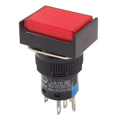 

DC 24V Red Neon Light Rectangle 1NO 1NC Momentary Push Button Switch