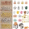 12 Pcs Toy Dollhouse Miniature Furniture Gold Silver Simulation Mini Cutlery Doll Accessory Fork Knife Spoon Doll Home Supplies 1