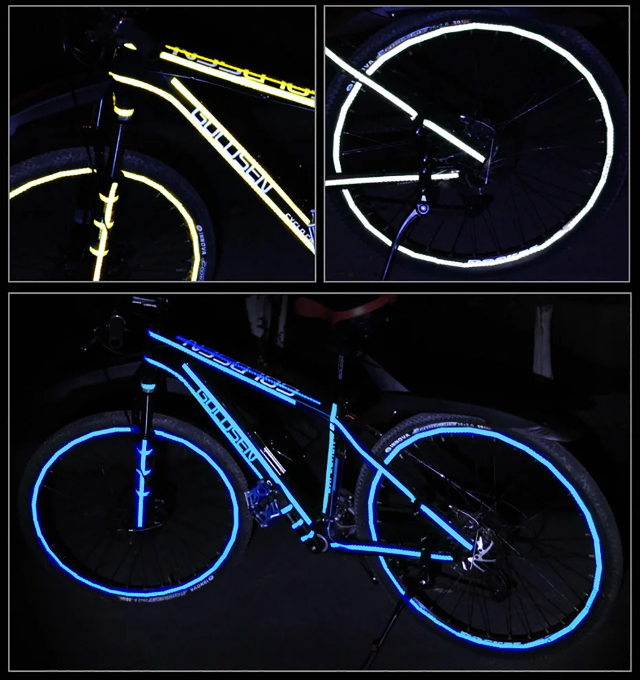 Mountain bike Reflective Stickers Reflective Strips Fluorescent Strips Luminous Reflectors Bicycle Stickers Decoration