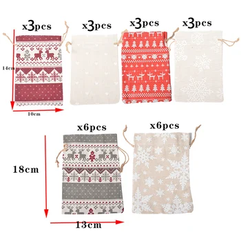 

Home Snacks Storage Multifunction Packaging Printed Christmas Countdown Gift Bag Drawstring Closure Portable Party Supplies