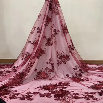 

3D flowers African lace fabric French lace fabric dubai appliques tulle laces bridal wedding/party dresses lace 5 yards jh82-487