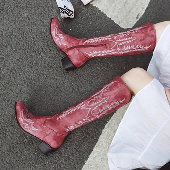 

fanyauan 2020 big size 33-45 new arrive popular classic knee high boots med heels round toe fashion comfortable women boots