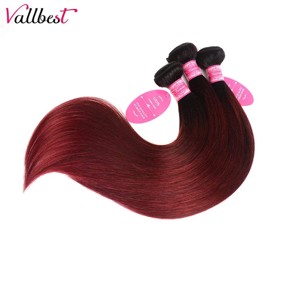Vallbest Ombre прямые пучки волос 1B/99J # бразильские 3 шт./лот не линяют запутывают Remy