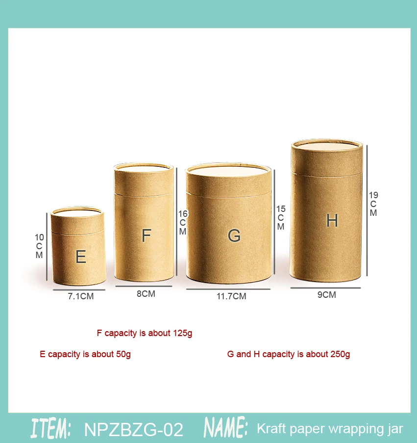 

50 PCS 50g 30g 80g100gTea Packaging Tube Drawing Tube Wrapping Packaging Wholesale Kraft Coffee Paper Tube Oil painting cylinder