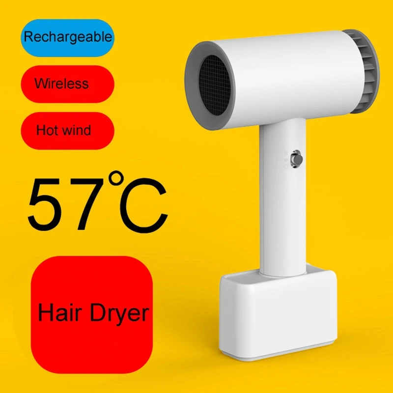 Hair Dryer Cordless Rechargeable Hot and Cold Wind Hair Dryer Travel Wireless Blow Dryer for Art Painting Home Outdoor Camping Pet