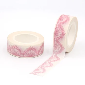 

New Arrival 1PC 15MM*10M Pink Lace Pattern Washi Tape Wide Sticky Adhesive Tape Scrapbooking Album DIY Decorative Paper Tape