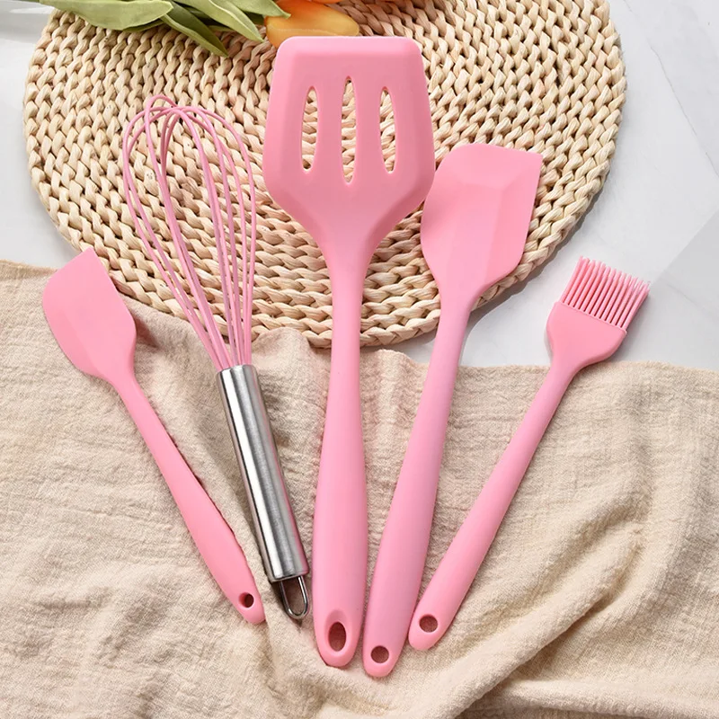 Kitchen Set Kit Silicone Cooking Utensils  Kit Silicone Kitchen Rose Gold  - 5pcs - Aliexpress