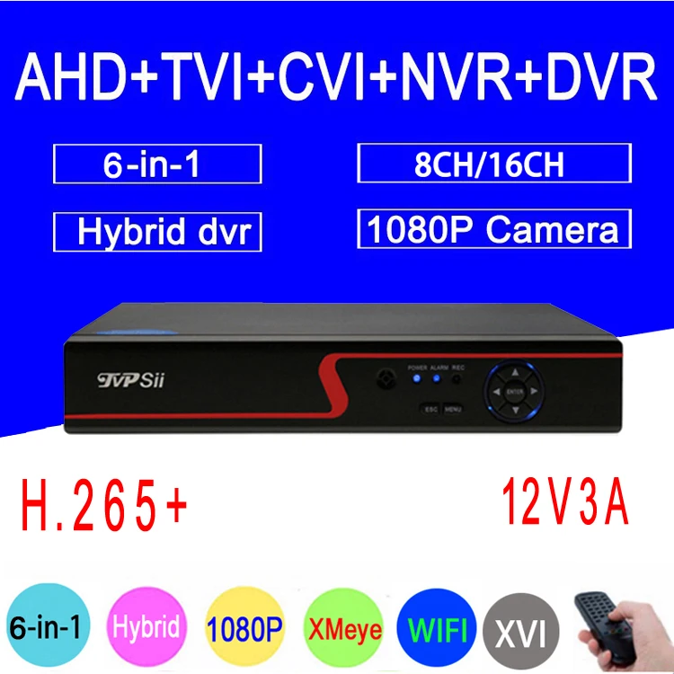 1080 P/960 P/720 P CCTV камера R панель XMeye Hi3521A 1080N 16CH/8CH 6 в 1 wifi коаксиальный Гибридный CVI TVI NVR AHD DVR
