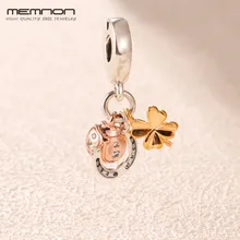 Весенняя подкова, блестящий клевер и розовое золото, божья коровка, подвеска, подвески, подходят для серебряные бусины 925 пробы, браслеты, ожерелья, сделай сам