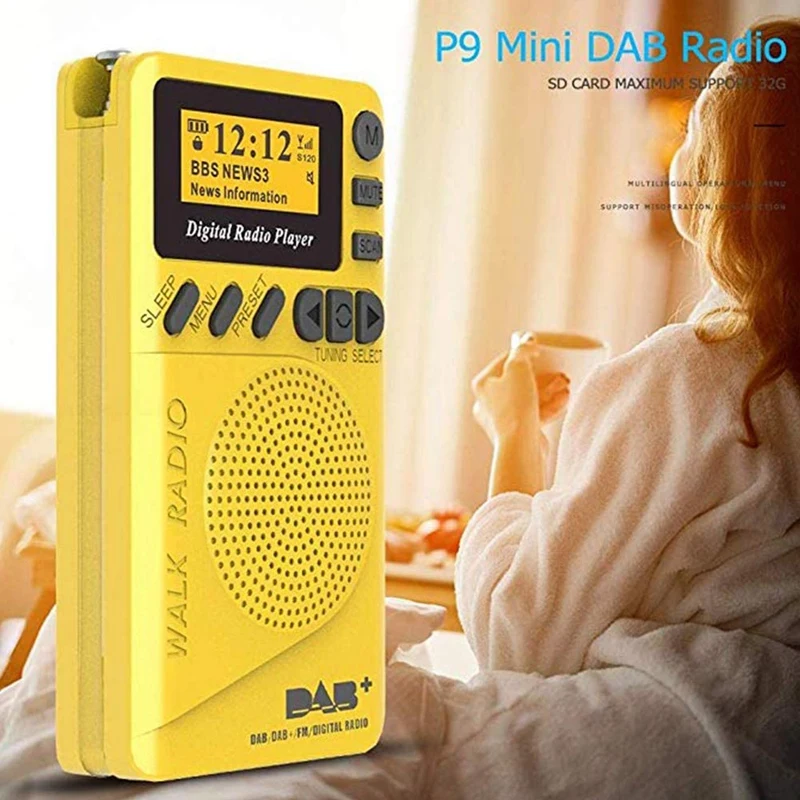 Карманное портативное цифровое радио DAB перезаряжаемое FM-радио ЖК-дисплей