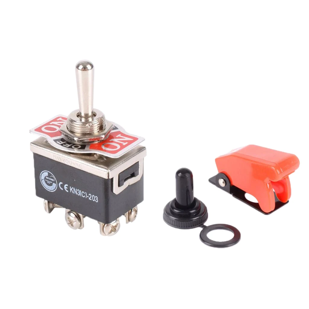 Car Dash Flick Toggle Switch ON/OFF/ON DPDT With Missile Cover Knob Cover