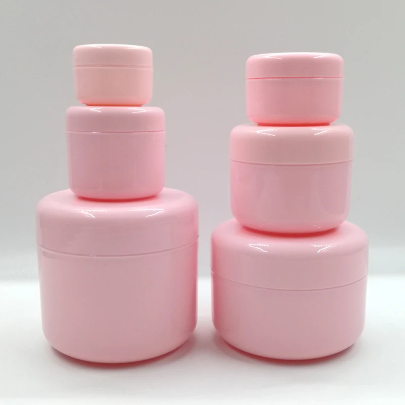 20pcs Container Empty Pink Cosmetics Cream Jar Plastic Refill Sample Pot  Cute With Silver Foil White Lids Box 30g 50g 100g 150g - Refillable Bottles  - AliExpress