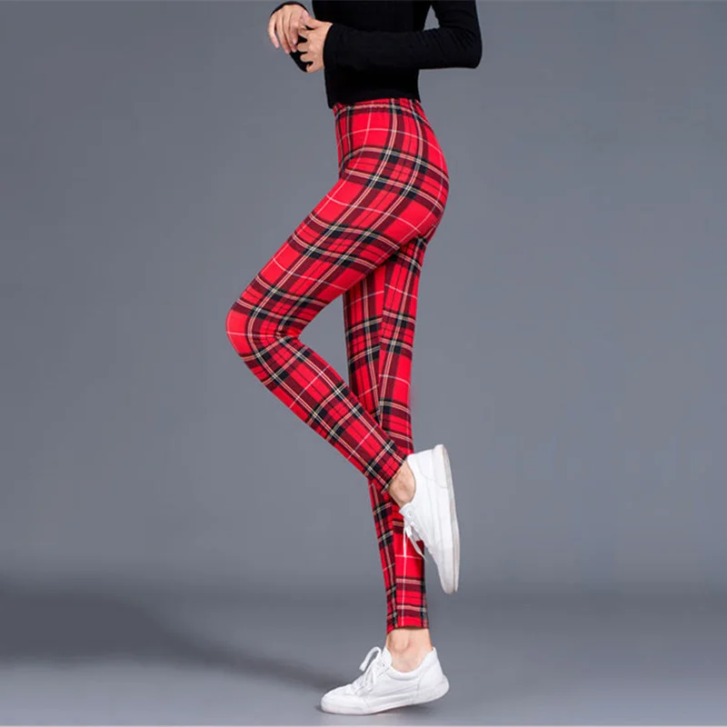 YGYEEG Workout Jogging For Women Leggings Push Up Trousers Plaid Printed Fashion High Waist Pants Athleisure Fitness New Bottom leggins Leggings