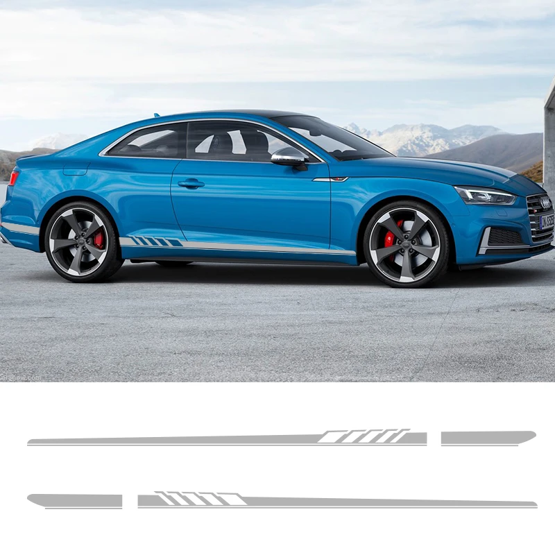  2 PCS Car Vinyl Side Stripes Stickers Auto Graphics Decals For Audi A3 A4 A5 A6 A7 Q2 Q3 Mercedes B