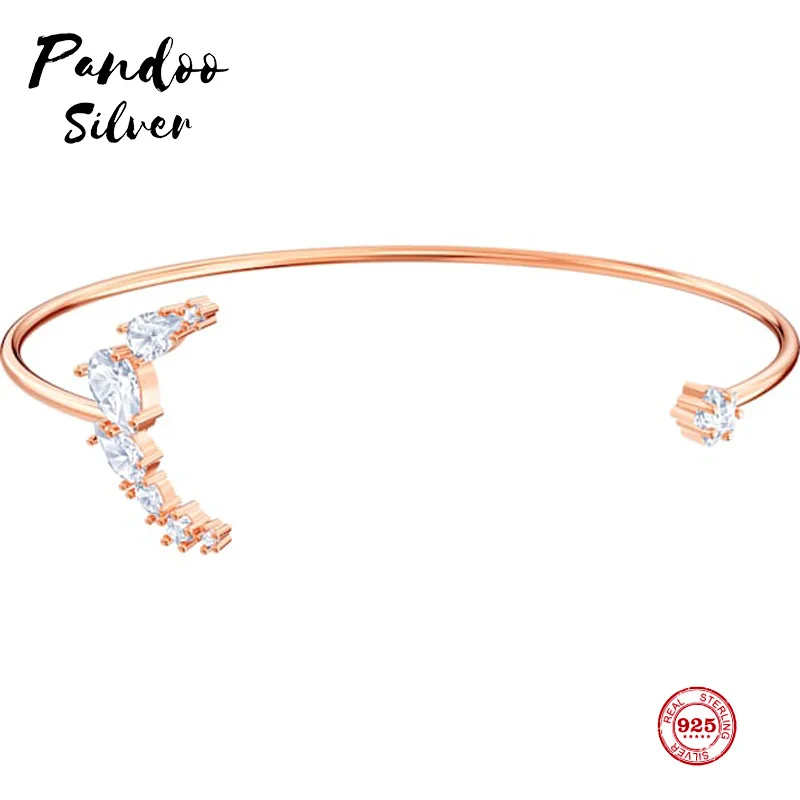 

PANDOO Fashion Charm Pure 925 Silver Original 1:1 Copy, Romantic Starry Exquisite Opening Bracelet Female Luxury Jewelry Gifts