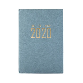 

A5 PU Leather Cover Notebook 2020 Planner Agenda Schedule Notebooks Diary Stationery for Home Office School (Light Blue)