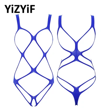 

Women Lingerie mankini One-piece swimsuit bikinis sexy Erotic Hollow Out Fishnet Bodystockings See-through Stretchy Bodysuits