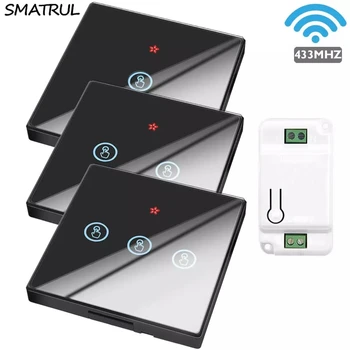 

Smart Home Wireless Touch Switch Light Electrical 433Mhz Remote Control Glass Screen Wall Panel Button Receiver Led Lamp