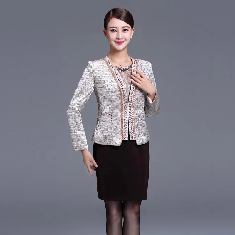 Dress Suits Women Autumn Winter Two Piece Set With Tweed Jacket Luxury
