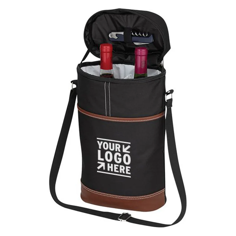 Wine Bag Thermal Cooler for Beer Carrier 2 Bottles Insulated Bottle Tote Chiller Opener