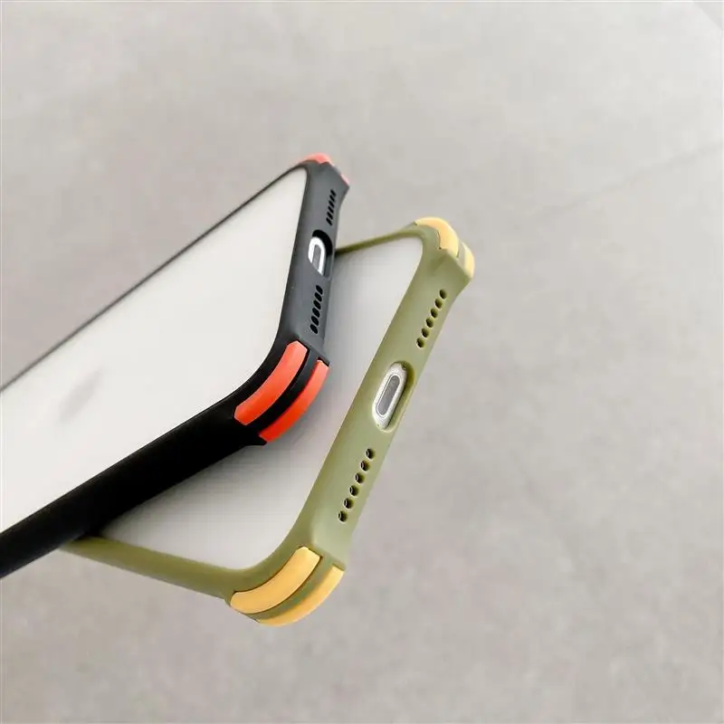 Phone Case For Xiaomi Redmi Note 9 9S PRO MAX Simple Matte Transparent Shockproof Four-Corner Bumpet Soft Frame Clear PC Cover